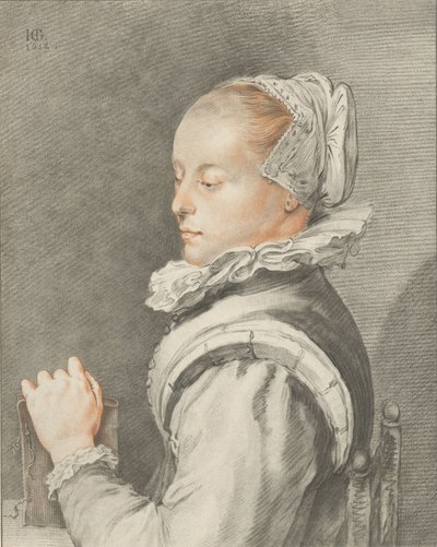 Retrato de uma jovem de Cornelis Ploos van Amstel (signed by artist)