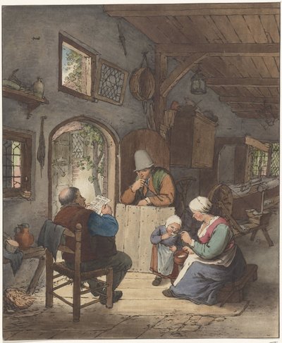 Leitor de jornal no interior de Cornelis Ploos van Amstel