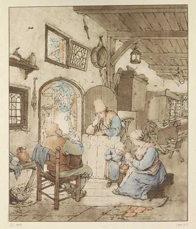 Leitor de jornais no interior de Cornelis Ploos van Amstel