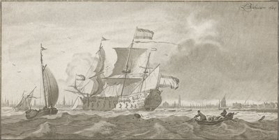 Navio de guerra no IJ de Cornelis Ploos van Amstel