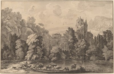 Vale com um castelo envelhecido de Cornelis Ploos van Amstel