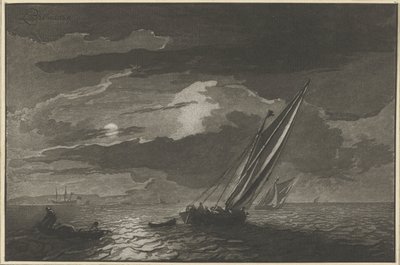 Seascape com lua cheia de Cornelis Ploos van Amstel