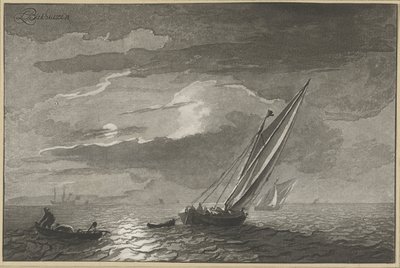 Seascape com lua cheia de Cornelis Ploos van Amstel
