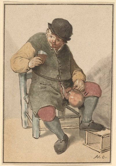 Camponês sentado com jarro de Cornelis Ploos van Amstel after Adriaen