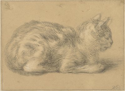 Gato sentado, à direita de Cornelis Saftleven (possibly)