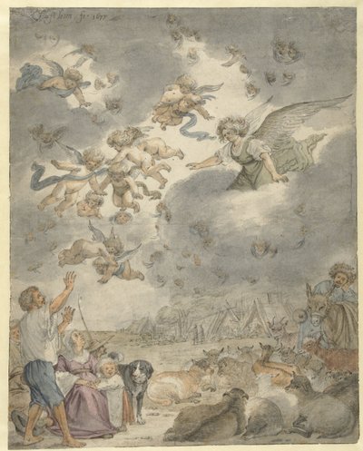 A Anunciação aos Pastores de Cornelis Saftleven