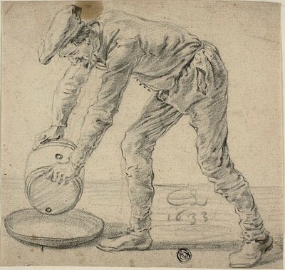 Homem com um barril de Cornelis Saftleven