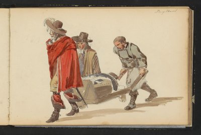 Grupo de figuras com trajes do século XVII de Cornelis Springer