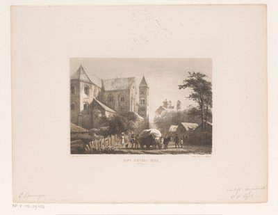 Gado com carroça em frente à igreja do século XI
Igreja de São Pedro (Século XI) (título sobre o objecto) de Cornelis Springer