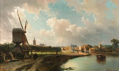 Vista de Haia do Delftse Vaart no século XVII de Cornelis Springer
