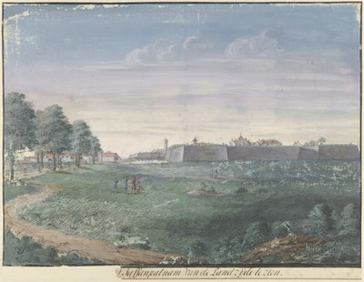 Forte de Jaffnapatnam no Ceilão [..]l Jaffanpatnam do Landside para ser visto (título no objeto) de Cornelis Steiger