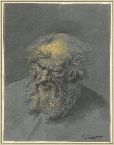 Cabeça de um velho com barba (apóstolo ou filósofo) de Cornelis Troost