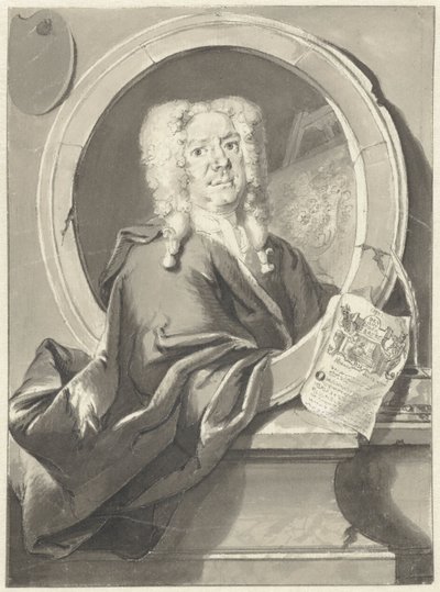 Retrato de Jacob Campo Weyerman em medalhão de Cornelis Troost