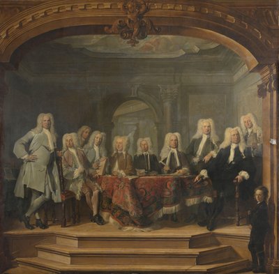 Regentes do Orfanato Aalmoezeniersweeshuis em Amesterdão, 1729 de Cornelis Troost