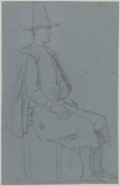 Charlatão sentado, perfil à direita, uma mão na coxa de Cornelis Troost