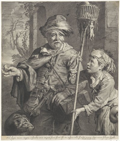 O flautista de Pied com o seu criado de Cornelis Visscher (II)
