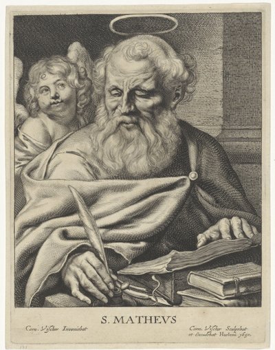 Evangelista Matheus S. MATHEVS (título no objeto) Vier evangelisten (título da série) de Cornelis Visscher (II)
