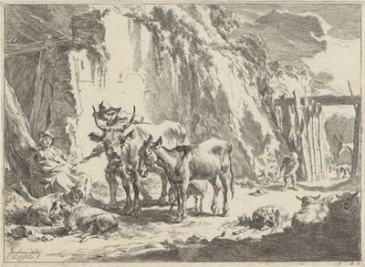 Paisagem com mulher a alimentar o seu filho
Paisagens (título da série) de Cornelis Visscher (II)