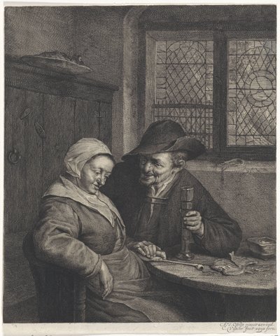 casal idoso O Salgado Scholletje de Cornelis Visscher (II)