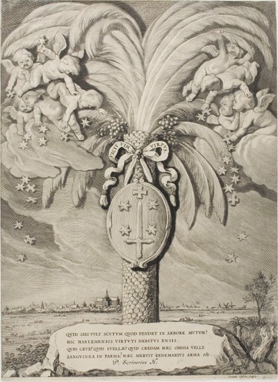 Brasão de armas de Haarlem, página final para condes e condessas da Holanda, Zelândia e West-Frisia de Cornelis Visscher