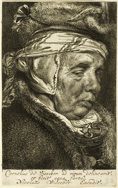 Cabeça de uma mulher idosa (o chamado retrato da mãe de Visscher) de Cornelis Visscher