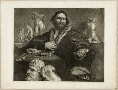 Retrato de Andrea Odoni, do Gabinete Reynst; Cabinet Reynst: Gravuras de várias imagens pintadas por artistas famosos de Cornelis Visscher