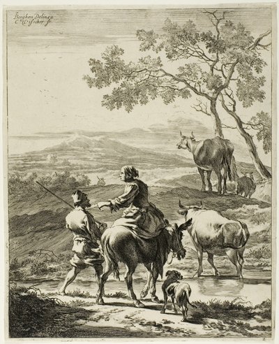 Mulher em um burro de Cornelis Visscher