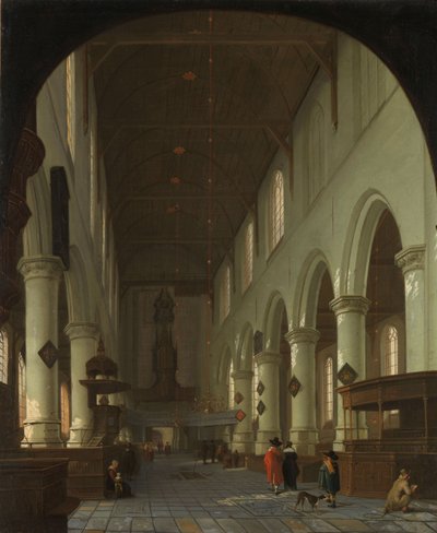 Interior da Oude Kerk em Delft a partir do Coro em direção ao Portal de Cornelis de Man