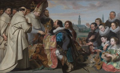 A restituição dos tesouros da Igreja a São Norberto após a derrota do herege Tankelin, com um retrato da família Snoeck de Cornelis de Vos