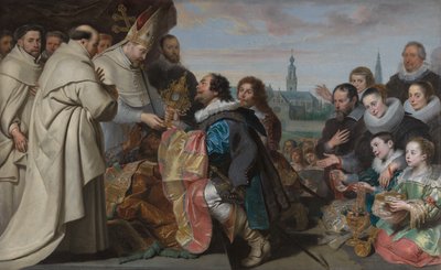 A restituição dos tesouros da Igreja a São Norberto após a derrota do herege Tankelin, com um retrato da família Snoeck de Cornelis de Vos