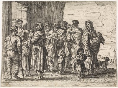 Mendigos por um mosteiro Cenas de gênero (título da série) de Cornelis de Wael