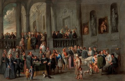 Visitando os enfermos (de um ciclo das sete obras de misericórdia). Por volta de 1640 de Cornelis de Wael