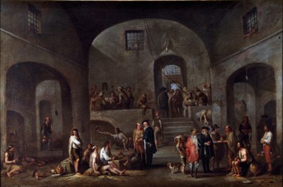 As sete obras do cabo misericorde: "a visita dos prisioneiros" Pintura de Cornelis De Wael (1592-1667) (ec.flam) Genes, coleção Banco di Chiavari de Cornelis de Wael
