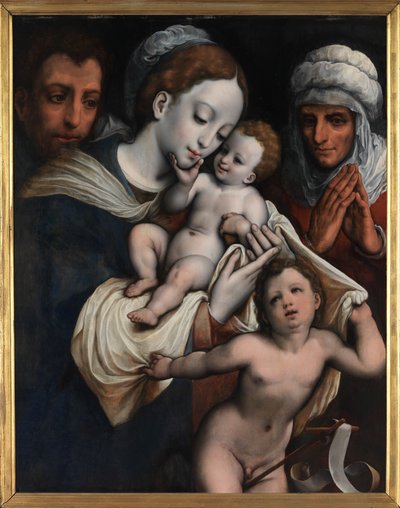 Sagrada Família com Elisabete e João Baptista (óleo sobre painel) de Cornelis van Cleve