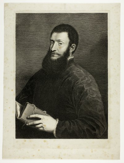 Retrato do poeta Pietro Aretino, do Cabinet Reynst; Variarum imaginum a celeberrimis artificibus pictarum Caelaturae (Cabinet Reynst: Gravuras de várias imagens pintadas por artistas famosos) de Cornelis van Dalen II