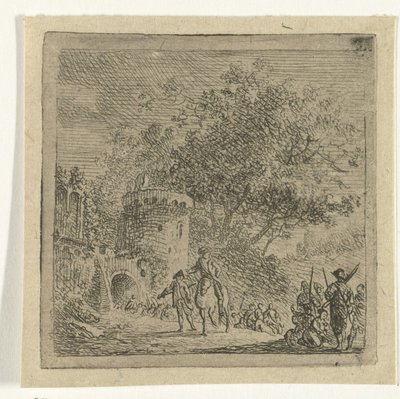 Soldados a um portão de Cornelis van Hardenbergh