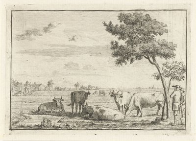 Cinco vacas em um prado de Cornelis van Noorde