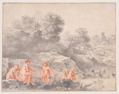 Nus em uma paisagem (possivelmente Diana e Callisto) de Cornelis van Poelenburch