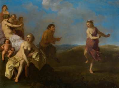 Ninfas e um Sátiro, c.1621 (óleo sobre cobre) de Cornelis van Poelenburgh or Poelenburch