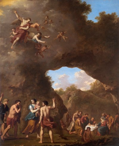 Os Anjos Guiando os Pastores Para a Natividade (óleo sobre cobre) de Cornelis van Poelenburgh or Poelenburch