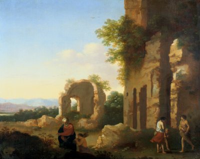 A partida de Abraão e Isaac, século XVII de Cornelis van Poelenburgh or Poelenburch