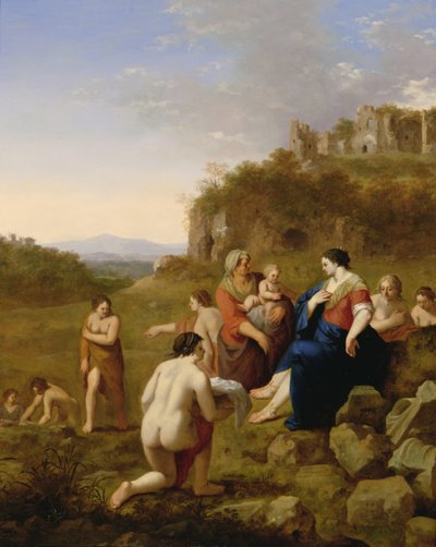 A descoberta de Moisés de Cornelis van Poelenburgh or Poelenburch