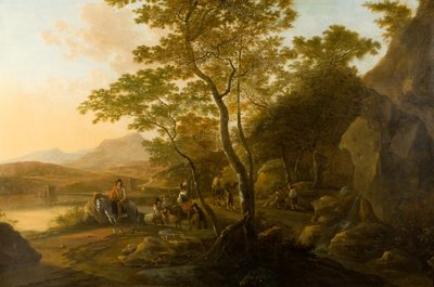 Paisagem com Figuras, c.1655-1710 (óleo sobre tela) de Cornelis van Swanenburgh