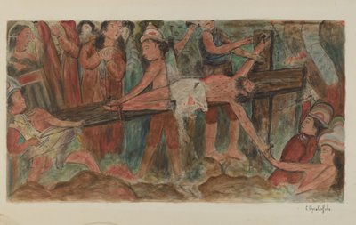 "Estações da Cruz" No. 11. "Jesus é pregado na Cruz" N° 11. de Cornelius Christoffels