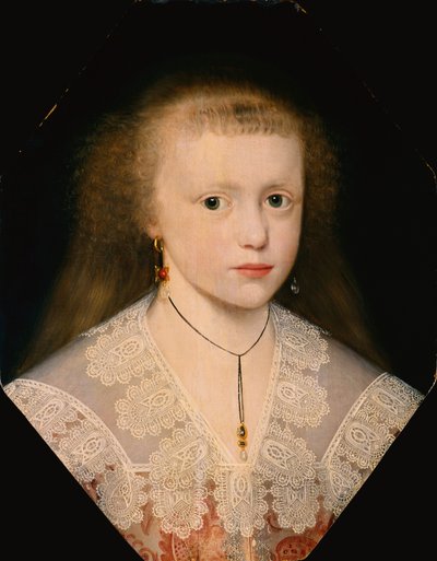 Retrato de uma jovem rapariga de Cornelius I (attr.to) Johnson