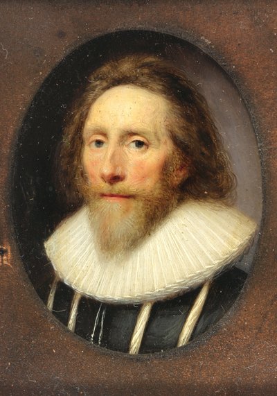 Um cavalheiro de gibão preto cortado, 1639 (wc on velino) de Cornelius I Johnson