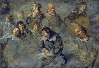 Estudos de cabeças masculinas por Schut, Cornelis (1597-1655) de Cornelius I Schut