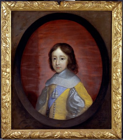 Retrato de Guilherme III de Orange Nassau (1650-1702) (William III da Inglaterra), criança (William III, Príncipe de Orange, quando criança) - Pintura de Cornelis Janssens van Ceulen (1593-1661), óleo sobre madeira de Cornelius Janssen van Ceulen