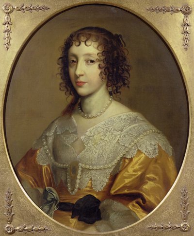 Retrato de Henrietta Maria (1609-1669), rainha consorte de Carlos I da Grã-Bretanha e Irlanda de Cornelius Janssen van Ceulen