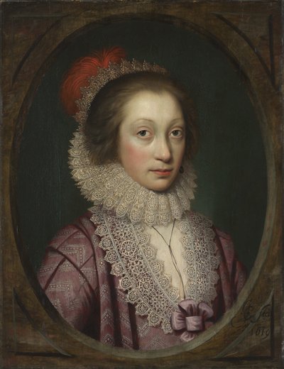Retrato de uma mulher, possivelmente Elizabeth Boothby, 1619 de Cornelius Janssen van Ceulen